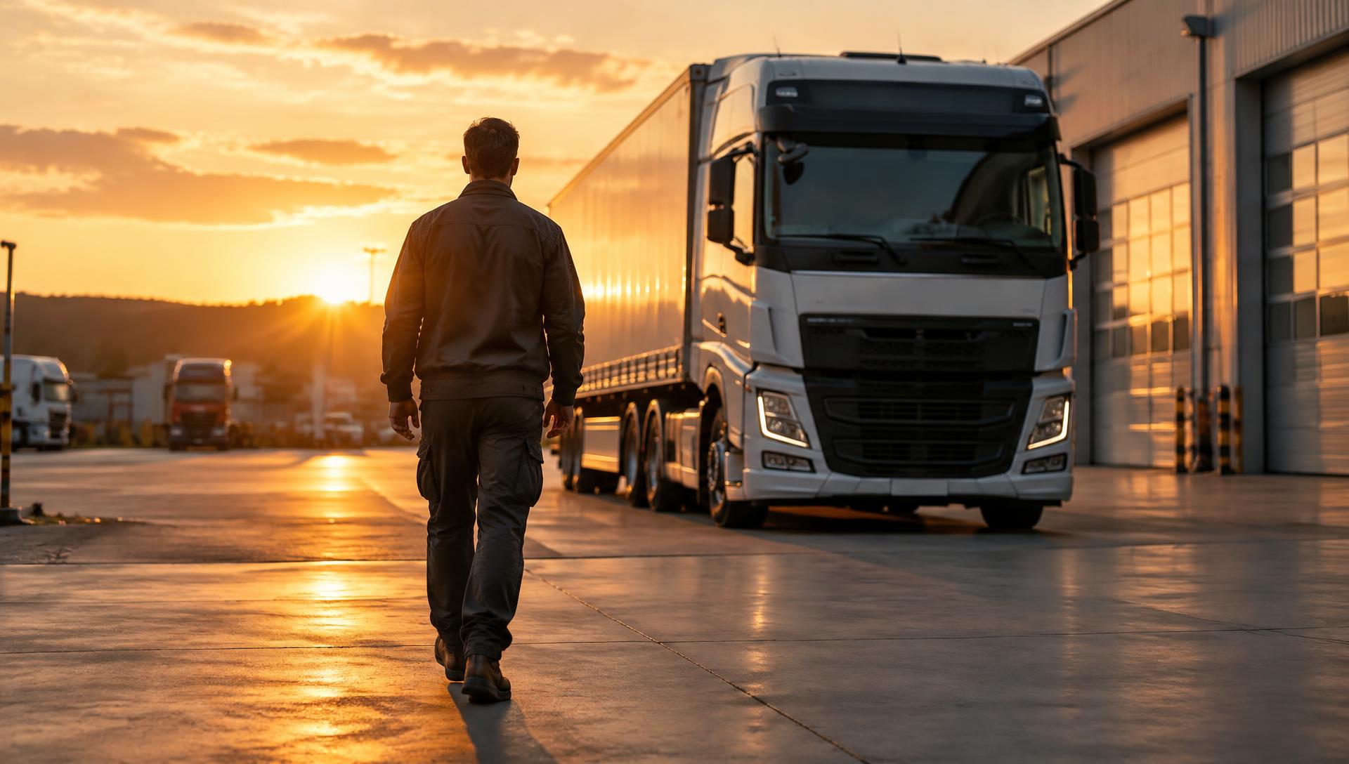 Atmosphärische Darstellung eines Teilnehmers auf dem Weg zum LKW